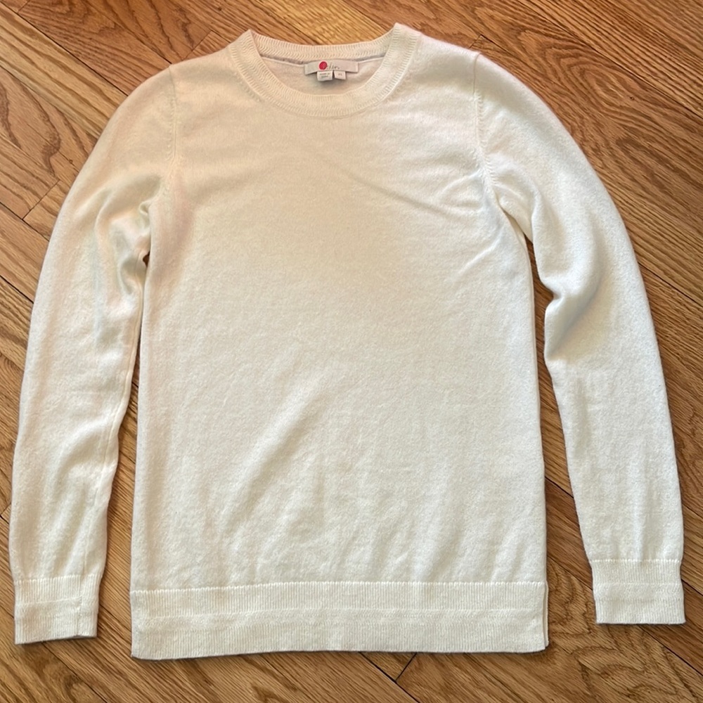 Boden xs 100% cashmere sweater cream ivory too long sleeve